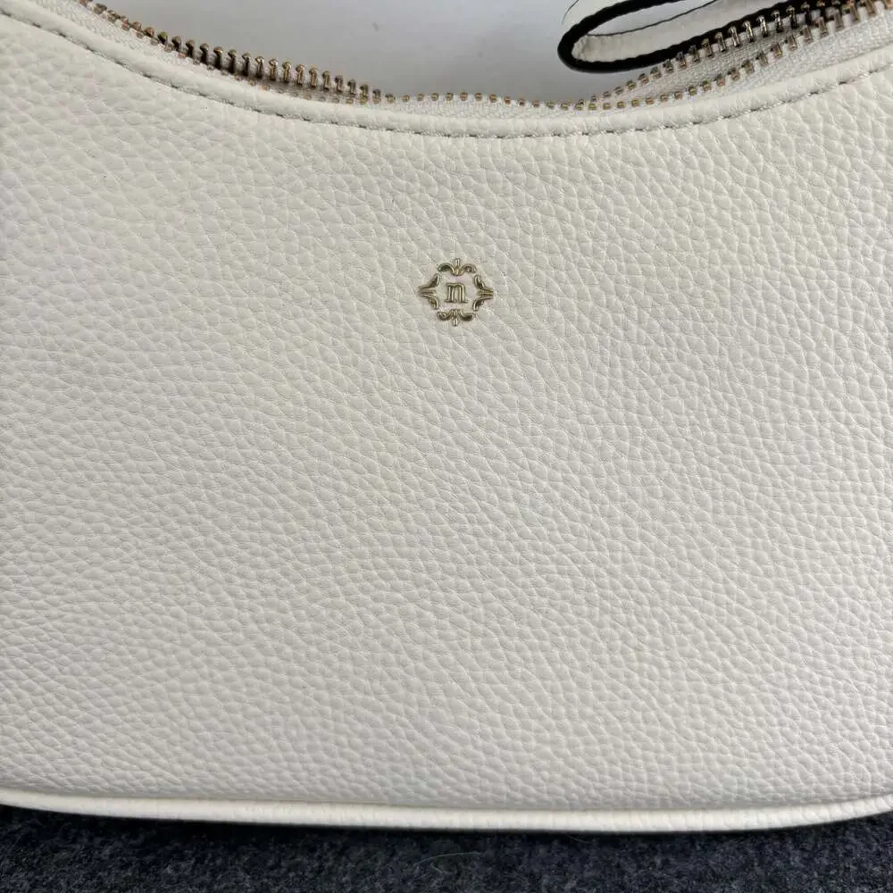 Nanette Lepore Cream Pebble Leather Hobo Shoulder Bag